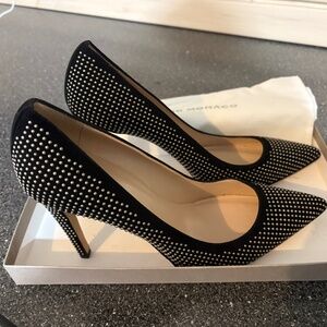 Club Monaco black pointed toe heels #heels